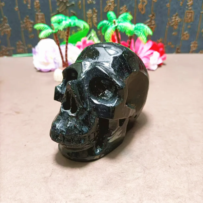 Natural Quartz Crystal Jaw Skull Carving — Hollow Reiki Chakra Home Decor