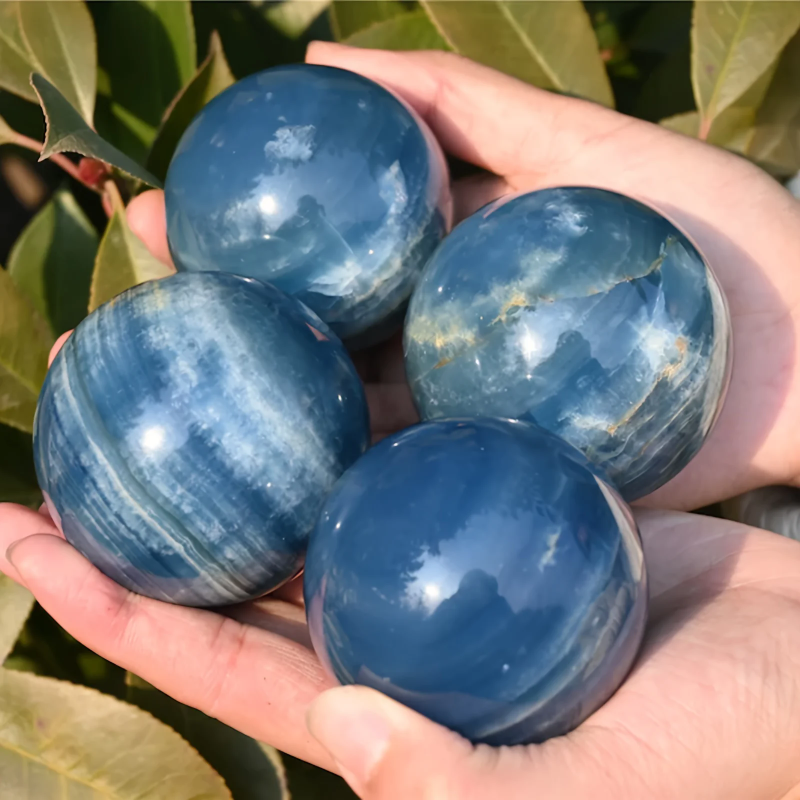 Stunning Blue Onyx Sphere, Home and Office Decor, Unique High-End Gift, family theme, gorgeous style, decorative stones