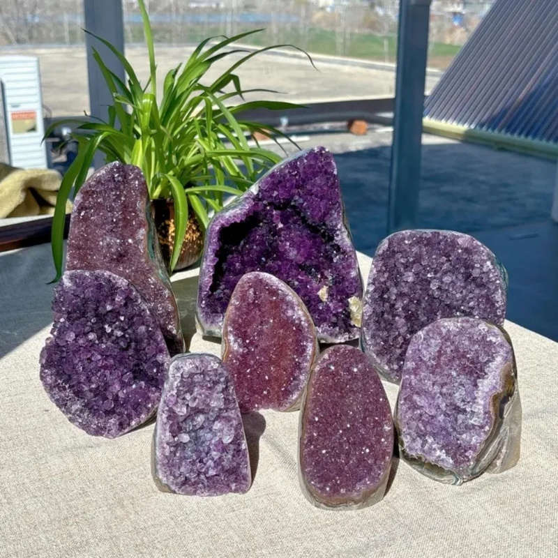 Natural Crystals Amethyst Freeform Cluster Geode  Healing High Quality Precious Ore Mineral Energy Home Decorations Holiday Gift