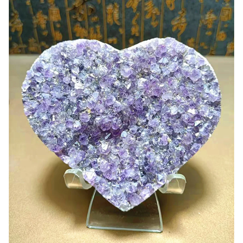 Natural Amethyst Geode, Loving Heart Shape, Quartz Cluster Crystal Specimen, Energy Healing, Wholesale