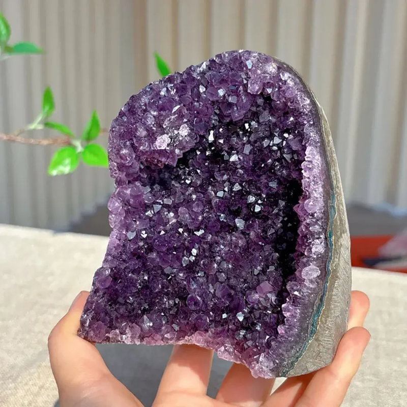 300-400g Brazilian Amethyst Crystal Cluster Natural Deep Purple Decorative Stone Rough Texture Gift for Home and Office Decor