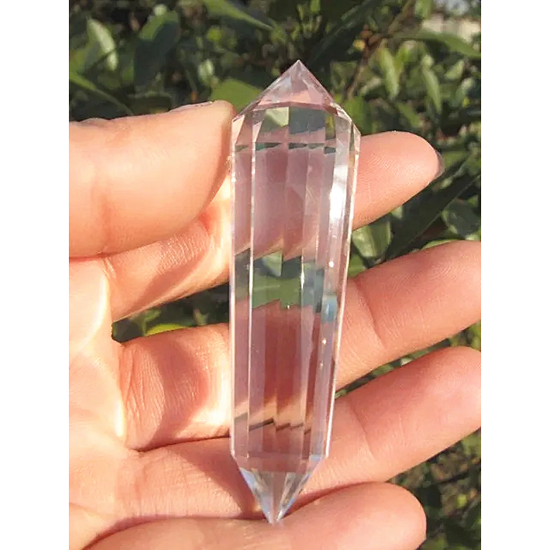 Natural Clear Quartz Vogel Style Crystal Wand — 12-Sided Healing Point, 70mm