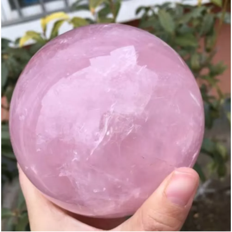 Natural Pink Rose Quartz Crystal Ball — Polished Healing Sphere, 50mm