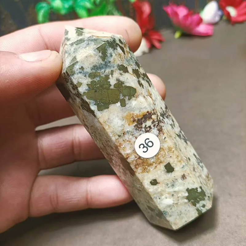 Natural Chalcopyrite Crystal Wand — Golden Peacock Ore Healing Point, Chakra Home Decor