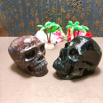 Natural Quartz Crystal Jaw Skull Carving — Hollow Reiki Chakra Home Decor