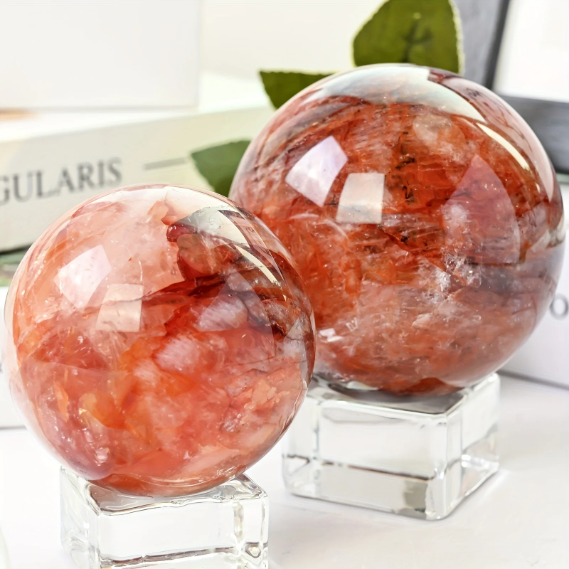 Large Fire Quartz Crystal Sphere, Polished Ball, Home Decor and Gift, Souvenir Gift, Home Decoration,Magic Point Healing Stone