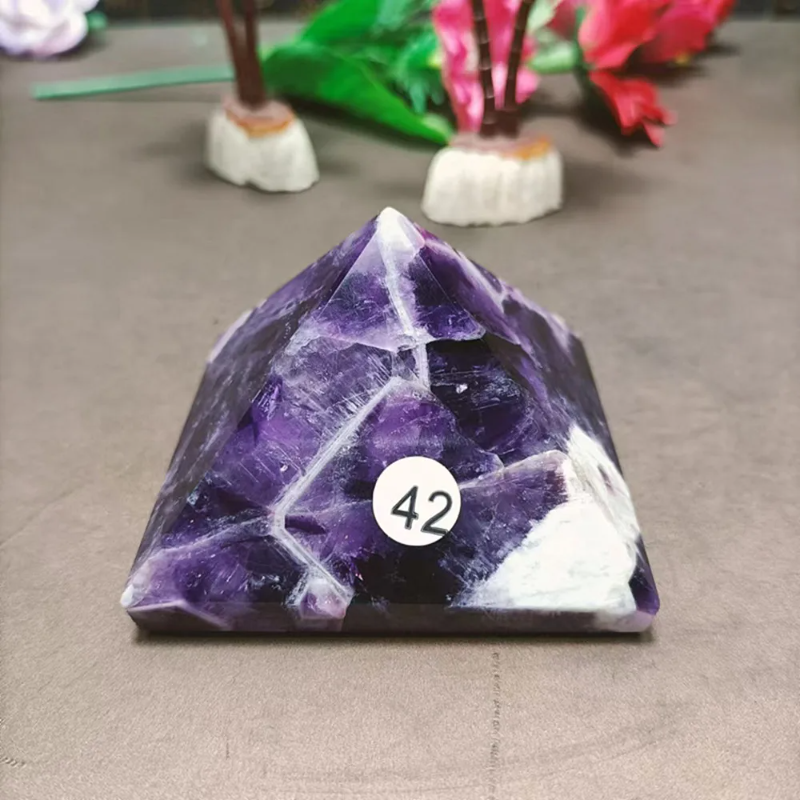 Natural Dream Amethyst Crystal Pyramid — Handmade Healing Chakra Quartz Gemstone Gift