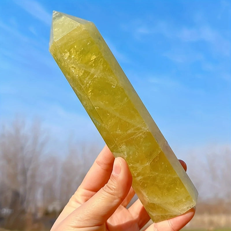 1PC Natural Citrine Crystal Tower - unique polished gemstone for home and office decoration, perfect for gift collection