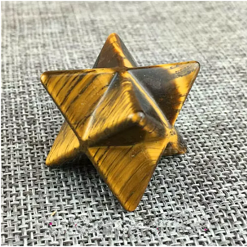 Natural Tiger's Eye Merkaba Star — Sacred Geometry Crystal Point, Chakra Reiki 1.5"