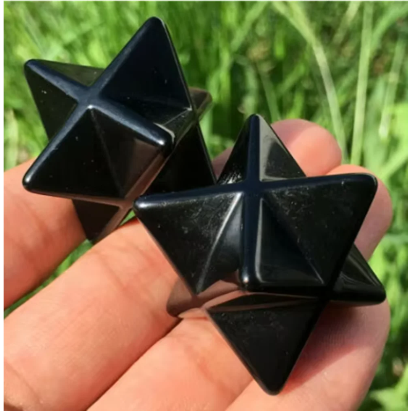 Natural Tiger's Eye Merkaba Star — Sacred Geometry Crystal Point, Chakra Reiki 1.5"