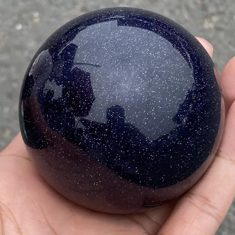 Natural Blue Sandstone Crystal Ball — 65mm Galaxy Quartz Sphere, Reiki Healing Decor