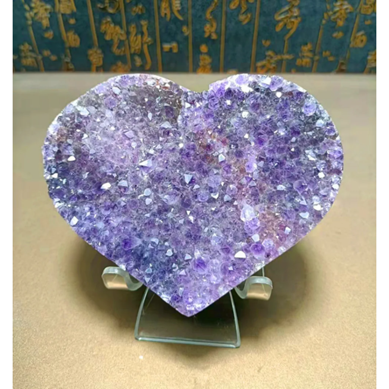Natural Amethyst Geode, Loving Heart Shape, Quartz Cluster Crystal Specimen, Energy Healing, Wholesale