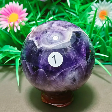 Natural Dream Amethyst Crystal Ball — Chevron Amethyst Reiki Healing Sphere