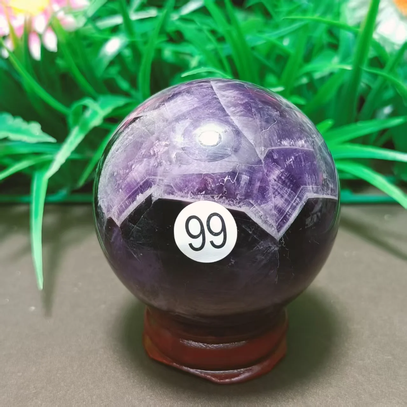 Natural Dream Amethyst Crystal Ball — Chevron Amethyst Reiki Healing Sphere