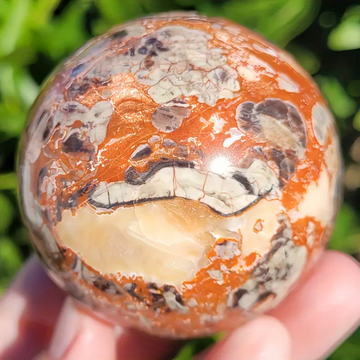 1pc 7.5-8cm Natural Money Lace Agate Sphere, Fengshui Fortune Ball, Home Decor Ornament, Holiday Gift & Crystal Stones Sphere