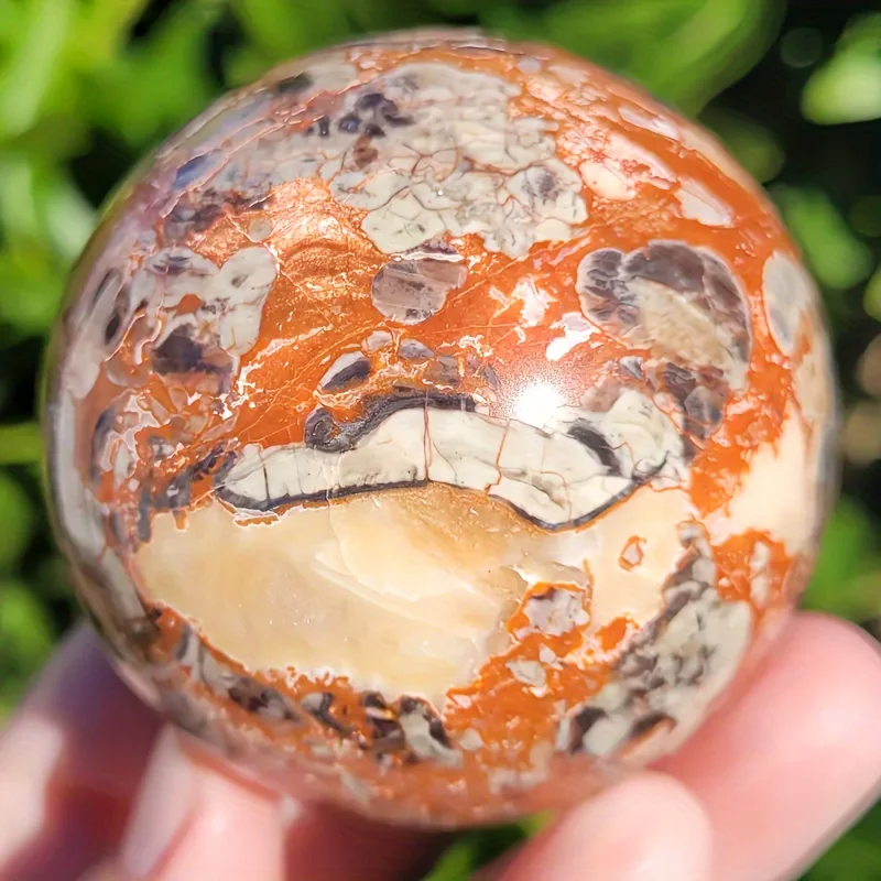 1pc 7.5-8cm Natural Money Lace Agate Sphere, Fengshui Fortune Ball, Home Decor Ornament, Holiday Gift & Crystal Stones Sphere