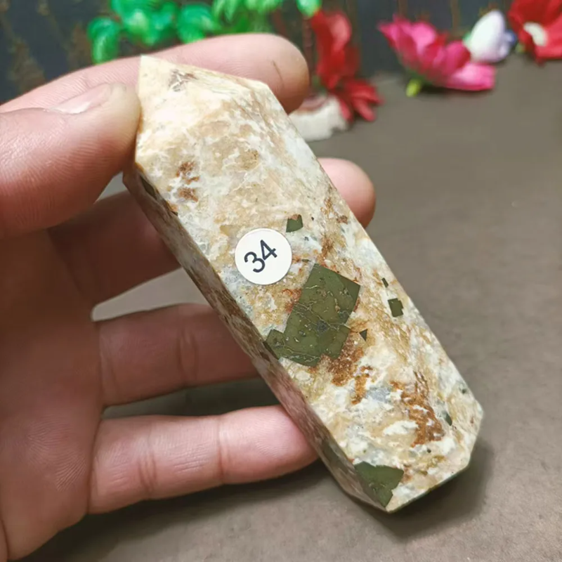 Natural Chalcopyrite Crystal Wand — Golden Peacock Ore Healing Point, Chakra Home Decor
