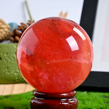 1pc Red Smelting Stone Ball,Quartz Ball,Crystal Sphere,Home Decor,Crystal Gifts,Crystal collection,Divination Ball