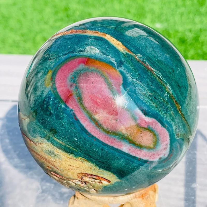 8-8.5cm Ocean Jasper Sphere Mineral Healing Quartz Crystal Decoration Gemstones Mineral Specimen Crystal Stone Room Decoration