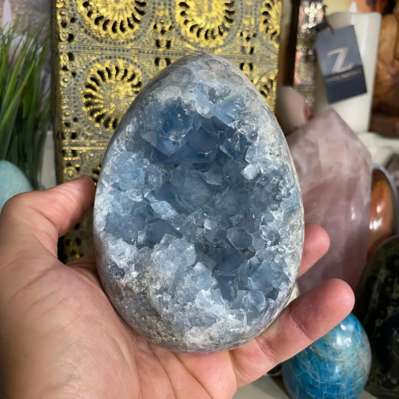 600-800g Celestite Geode Cluster  Fashion Crystal Stones Piedras  Cuarzos Room Decor Gifts