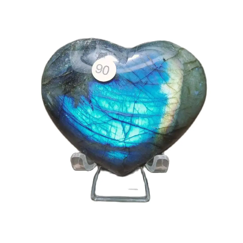 Natural Labradorite Heart — Madagascar Energy Reiki Specimen, New Year Display Gift