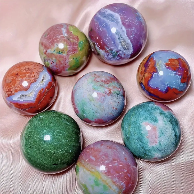6.5-7cm Natural Ocean Jasper Ball,Sturdy Healing energy Crystals,Semi Precious Stones Gift,Valentine's Day decor,Meditation Gift