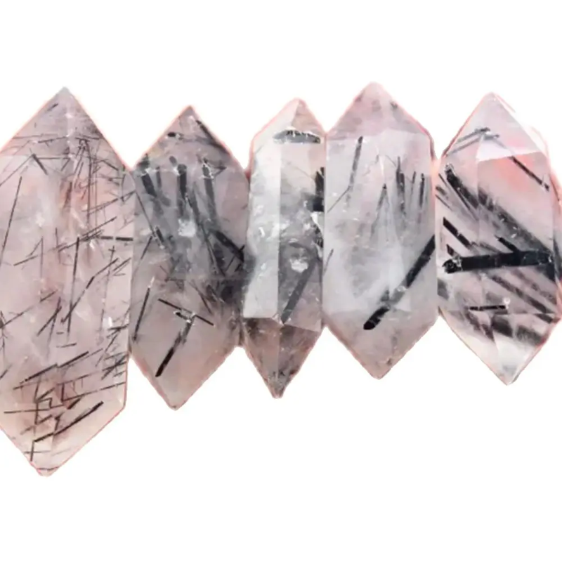 Natural Black Tourmaline Crystal Wand Points — Set of 6 Hexagonal Energy Stones, Chakra Home Decor