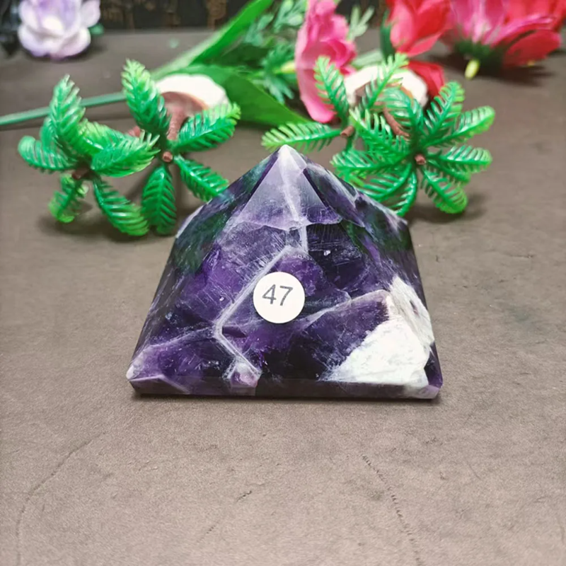 Natural Dream Amethyst Crystal Pyramid — Handmade Healing Chakra Quartz Gemstone Gift