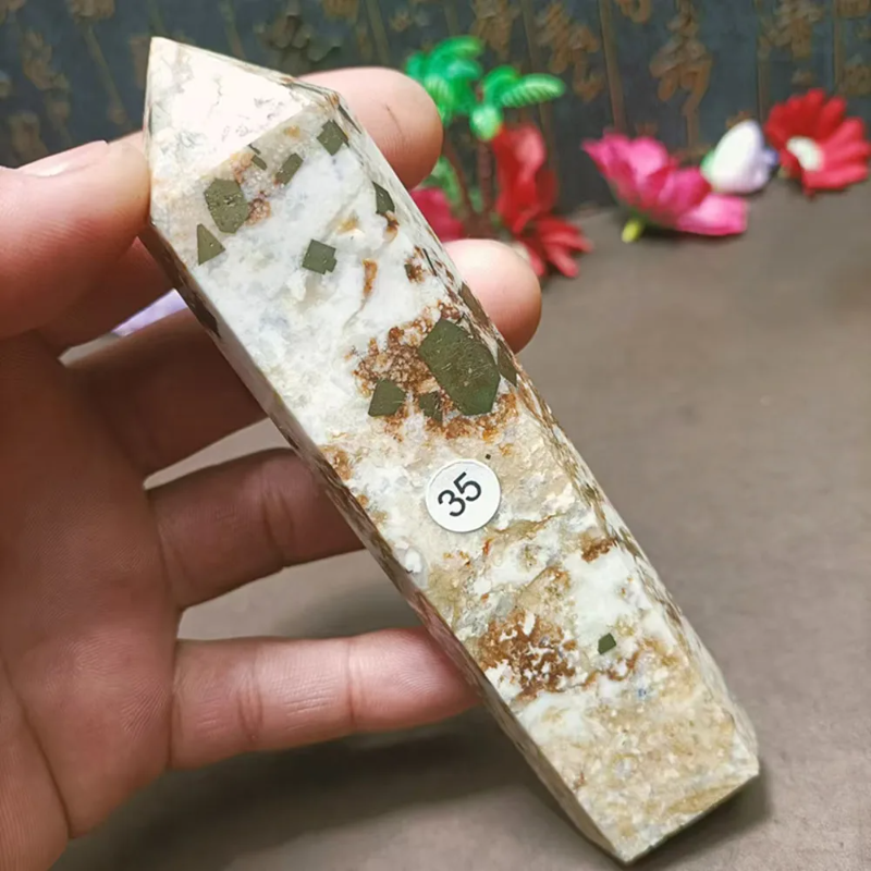 Natural Chalcopyrite Crystal Wand — Golden Peacock Ore Healing Point, Chakra Home Decor