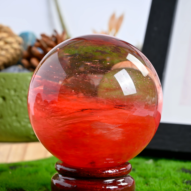 1pc Red Smelting Stone Ball,Quartz Ball,Crystal Sphere,Home Decor,Crystal Gifts,Crystal collection,Divination Ball