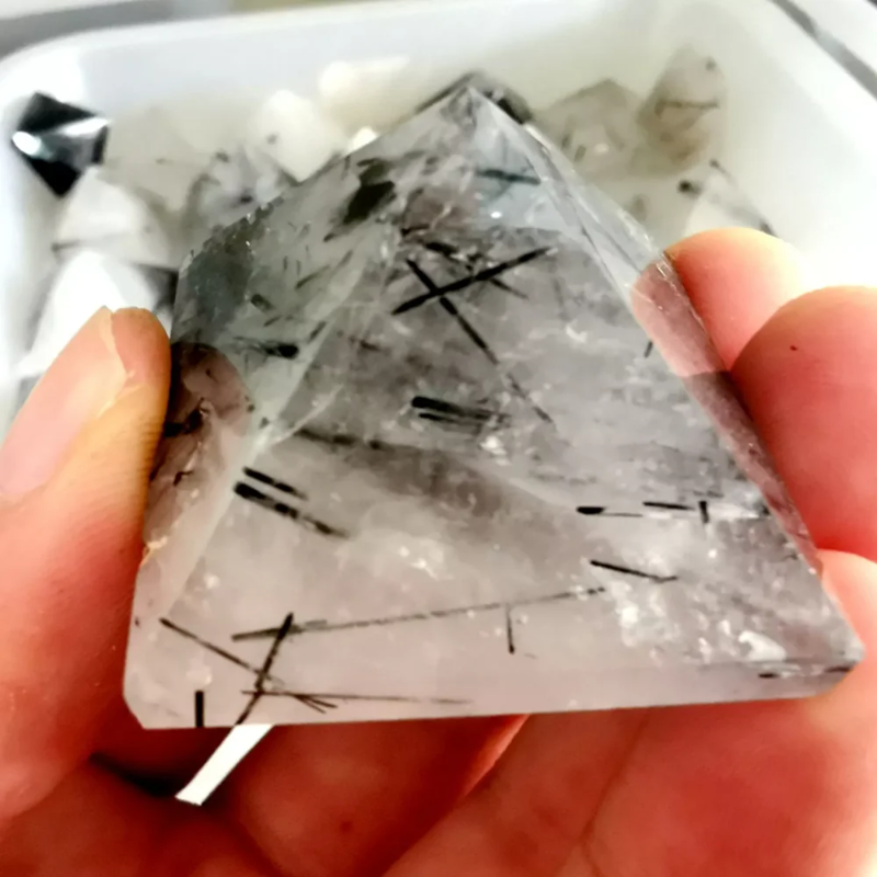 Natural Black Tourmaline Crystal Pyramid — Protective Healing Chakra Quartz Point