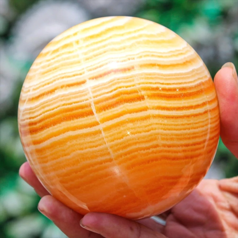 8-8.5cm Large Yellow Calcite Crystal Sphere Honey Yellow Colors Home Decoration Ball Healing Crystal Christmas and Holiday Gifts