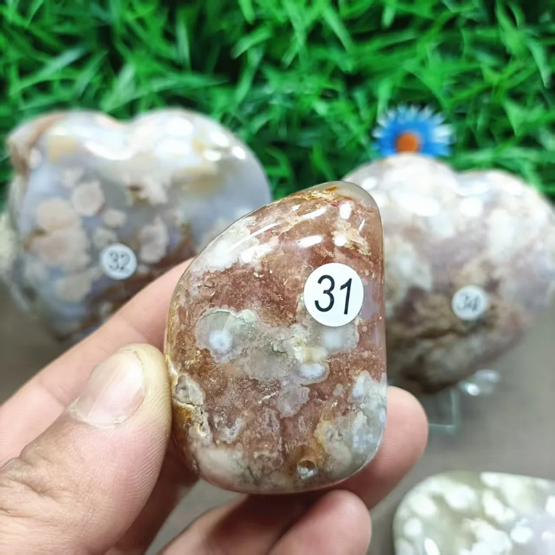 Natural Cherry Agate Crystal Heart — Polished Quartz Heart, Love & Home Decor