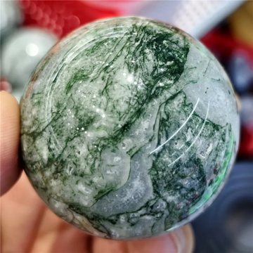 Natural Moss Agate Ball Reiki Tree Crystal Sphere Home Office Collections Aesthetic Decorative Minerals Modern Stones 2025