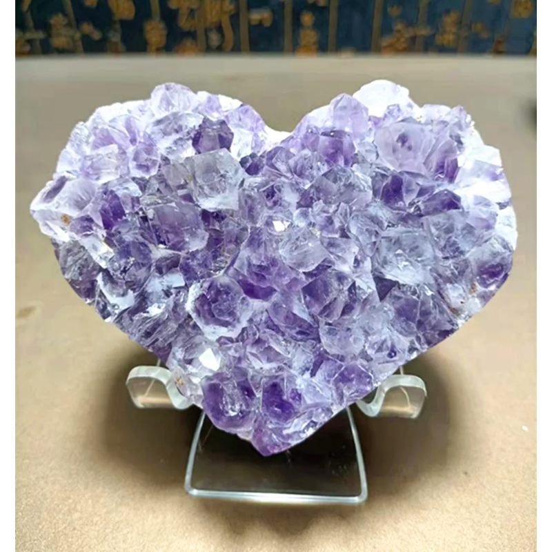 Natural Amethyst Geode, Loving Heart Shape, Quartz Cluster Crystal Specimen, Energy Healing, Wholesale