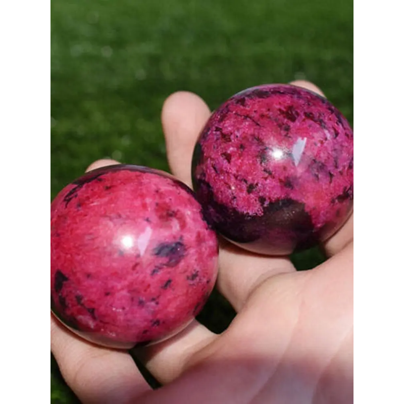 Natural Rhodonite Peach Blossom Stone Crystal Ball — 50–55mm Healing Sphere