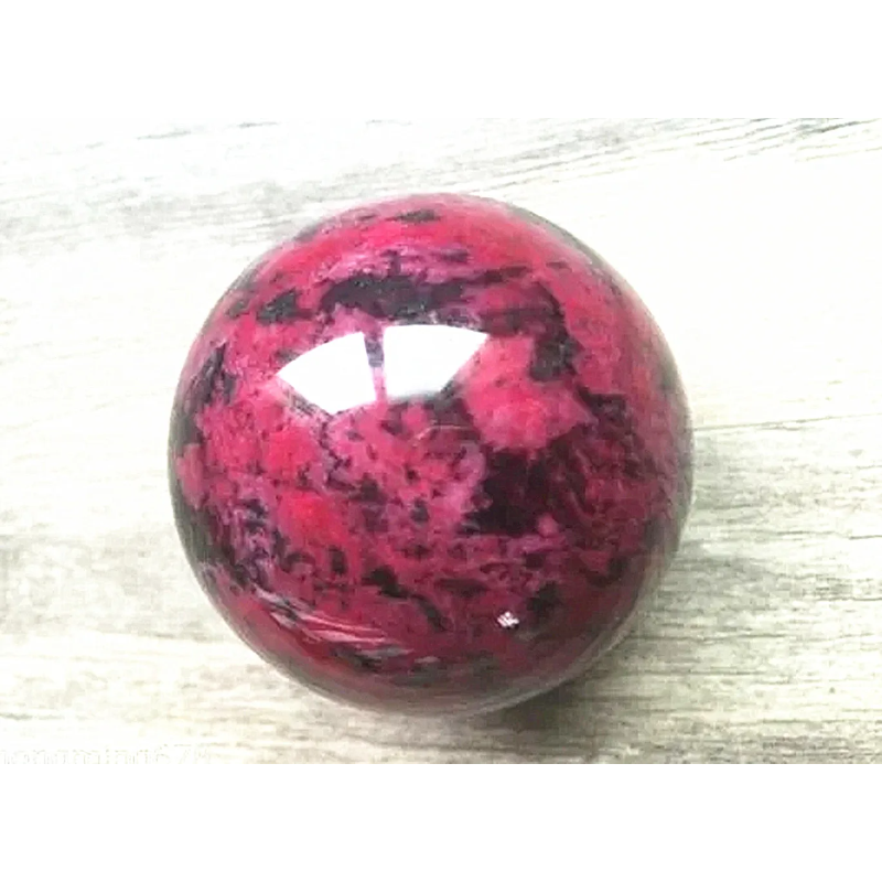 Natural Rhodonite Peach Blossom Stone Crystal Ball — Polished Healing Sphere, 50mm