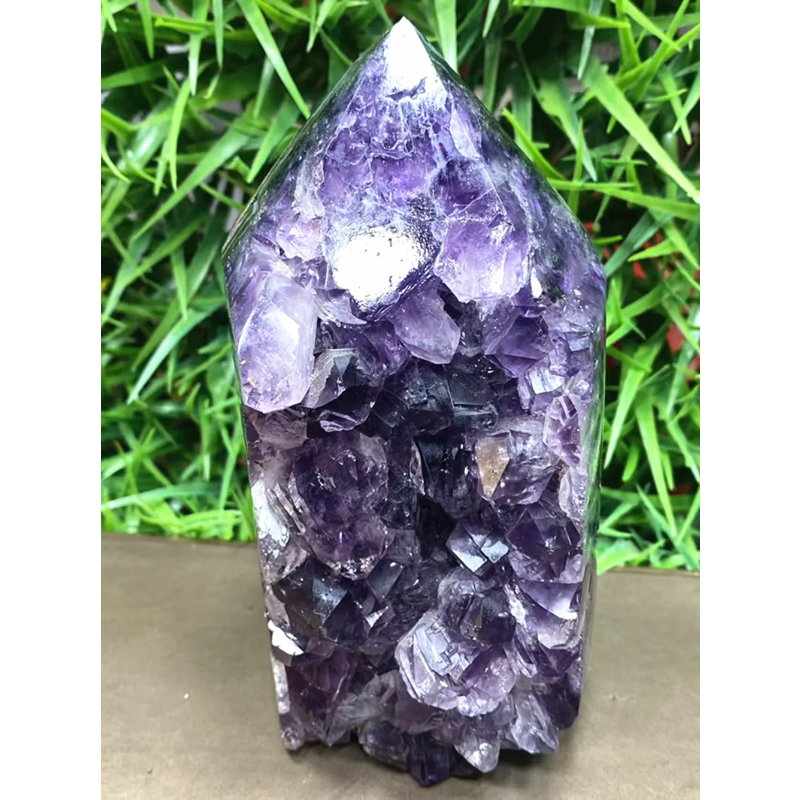 Natural Fluorite Crystal Wand — Polished Quartz Point, Multi-Color Healing Wand