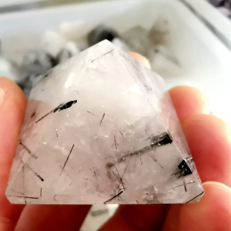 Natural Black Tourmaline Crystal Pyramid — Protective Healing Chakra Quartz Point