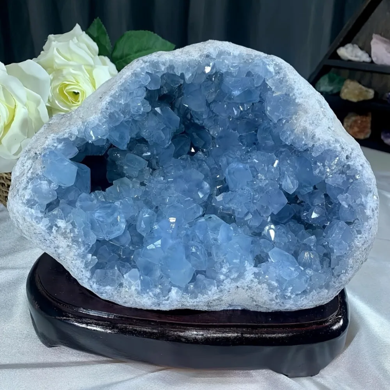 2-3kg Large Celestite Geode Cluster Crystal Stones Piedras Semipreciosas Naturales  Crystals Bulk Feng Shui Wiccan Decor