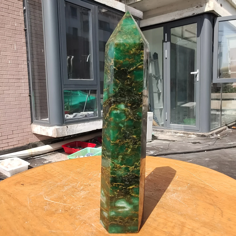 1PC Genuine Artificial Emerald Stone Tower Obelisk for Home Decoration-Perfect Crystal Gift for Holidays, gorgeous style