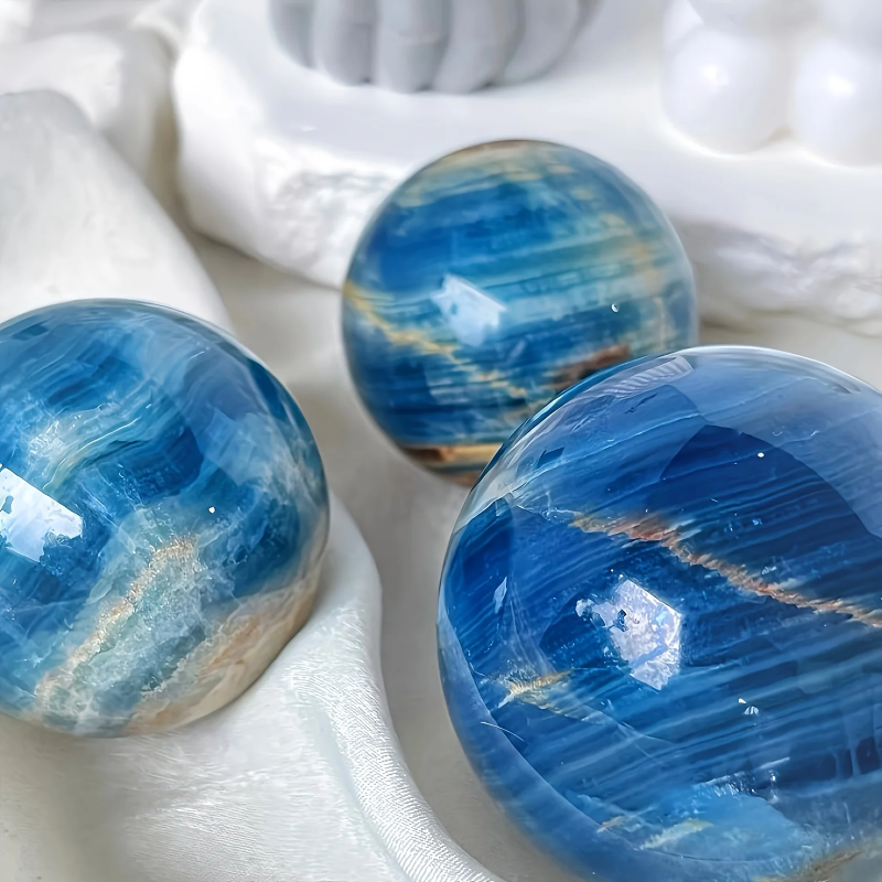 Stunning Blue Onyx Sphere, Home and Office Decor, Unique High-End Gift, family theme, gorgeous style, decorative stones