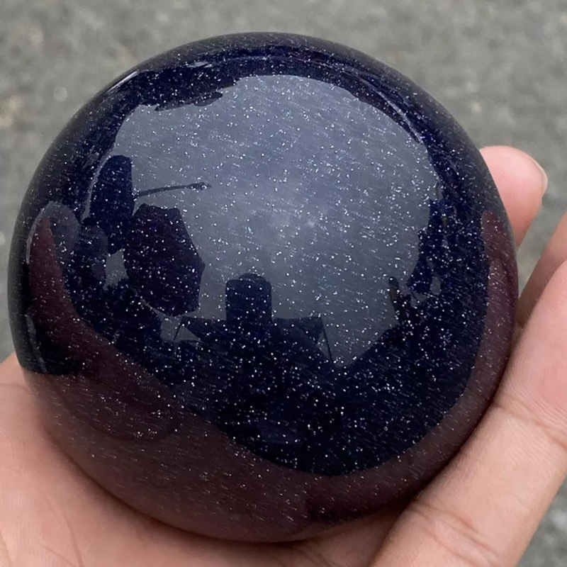 Natural Blue Sandstone Crystal Ball — 65mm Galaxy Quartz Sphere, Reiki Healing Decor