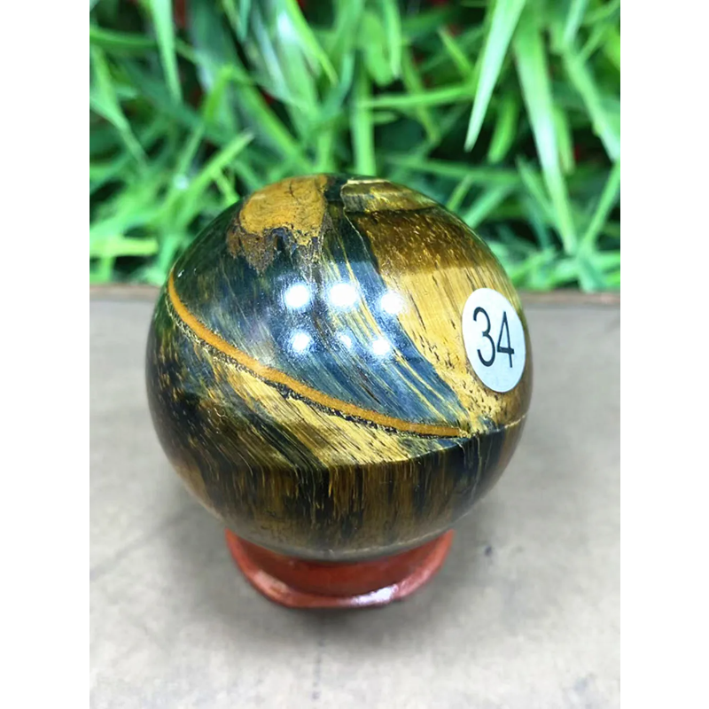 Natural Tiger's Eye Crystal Ball — Polished Healing Sphere, Home Decoration Gift
