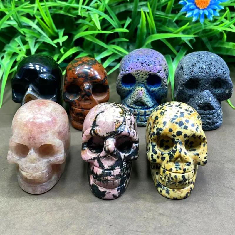 Natural Crystal Carved Skull — Hand-Carved Quartz Gemstone Skull, Healing & Collector Piece