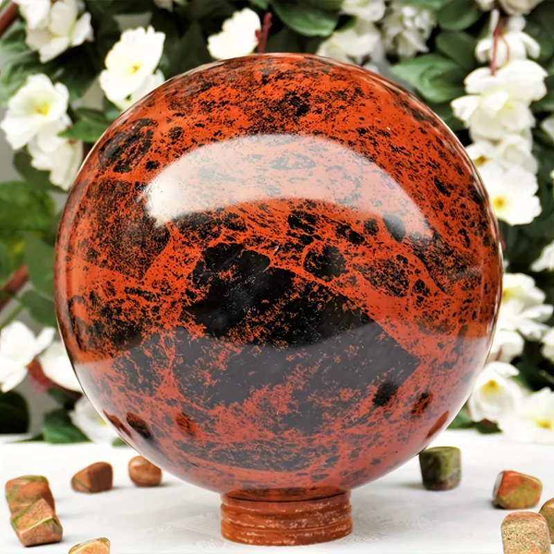 Red Obsidian Sphere,Polished Ornamental Crystal Display Piece,family theme, gorgeous style, decorative stones, crystal gifts